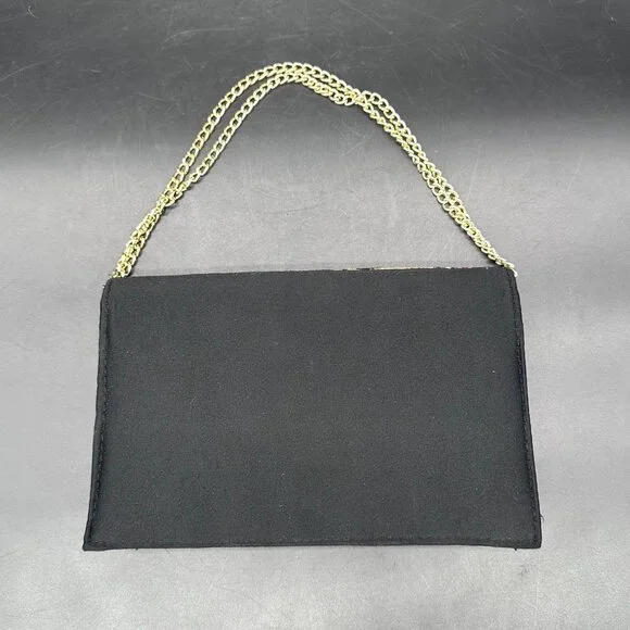 Vintage Handbag 1970s Floral Tapestry Evening Purse Gold Chain Strap Hong Kong - Picture 3 of 12